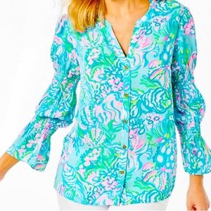 Lilly Pulitzer marzita top aqua la vista
